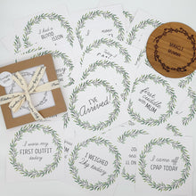 Load image into Gallery viewer, 'Eucalyptus Wreath' Premature Baby Milestone Cards - The Tubie Movement