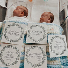 Load image into Gallery viewer, &#39;We&#39;ve Arrived&#39; (Twin) Eucalyptus Premature Baby Milestone Cards
